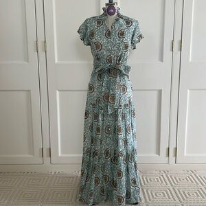 Oliphant Maxi Dress/ S / Teal and Gold